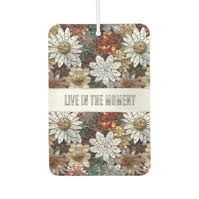 Désodorisant Pour Voiture Glam Champagne Or Rouge Fleurs blanches (Devant)