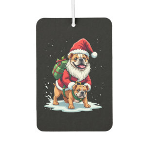 Désodorisant Pour Voiture Gnome à cheval sur un bouledogue anglais Noël Xmas