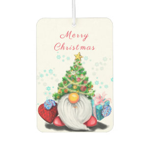 Désodorisant Pour Voiture Gnome mignonne avec arbre de Noël Casquette et cad