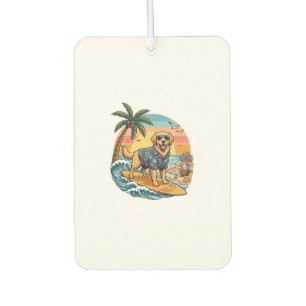Désodorisant Pour Voiture Golden Retriever Chien Surfant Planche de Surf Cou