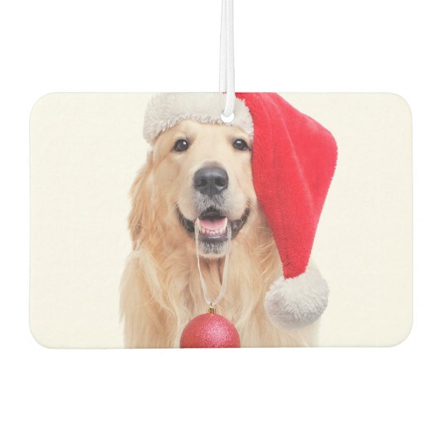 Désodorisant Pour Voiture Golden Retriever Père Noël Air Freshener (Devant)