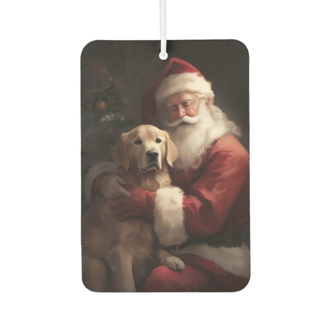 Désodorisant Pour Voiture Golden Retriever with Santa Clause Christmas (Devant)