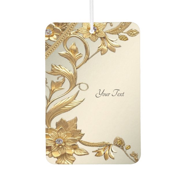 Désodorisant Pour Voiture Golden Wavy Feuille Floral Air Freshener (Devant)