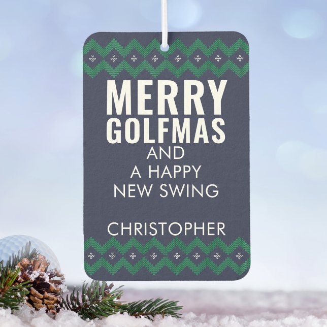 Désodorisant Pour Voiture Golf Photo Noël Golfmas Pine Air Freshener (Merry Golfmas and a Happy New Swing! Just add your name to this festive car air freshener!)