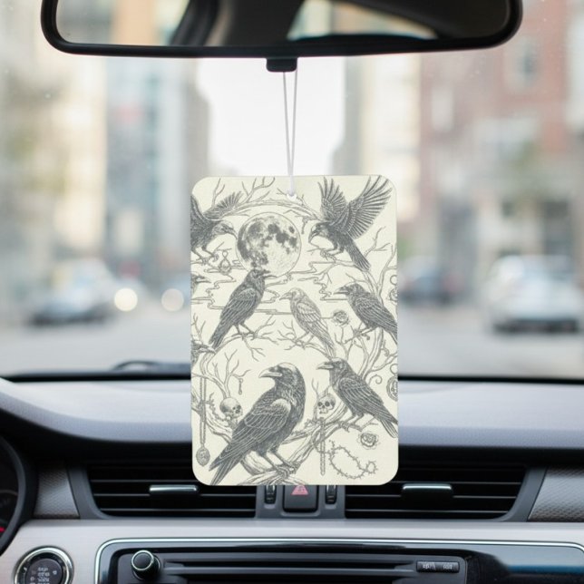 Désodorisant Pour Voiture Gothic Raven Dark Academia (Raven and moon air freshener)