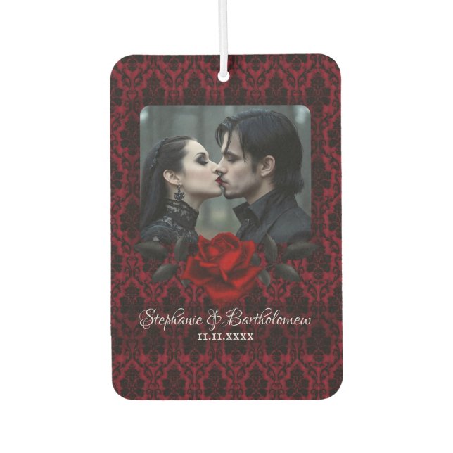 Désodorisant Pour Voiture Gothic Red Damask Rose Personalized (Devant)