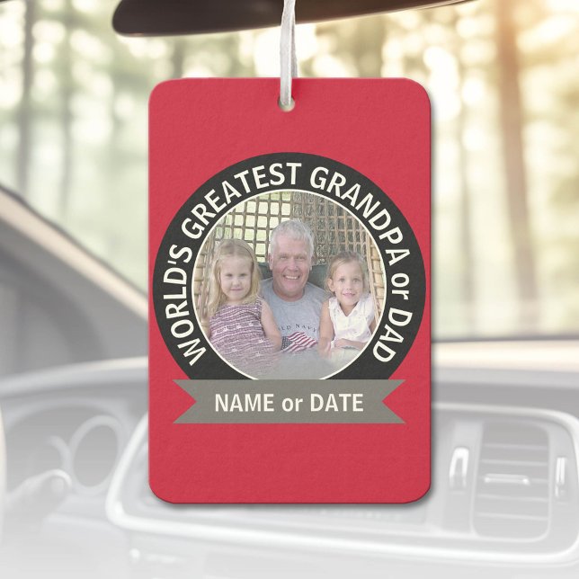 Désodorisant Pour Voiture Grand papa du monde Photo rouge noir (Custom Air Freshener)