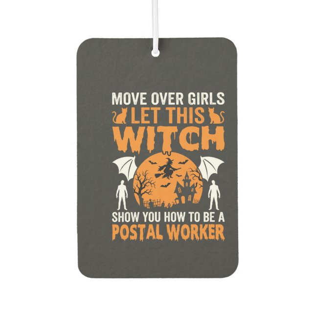 Désodorisant Pour Voiture Graphisme de chat sorcière employé postal drôle d' (Devant)