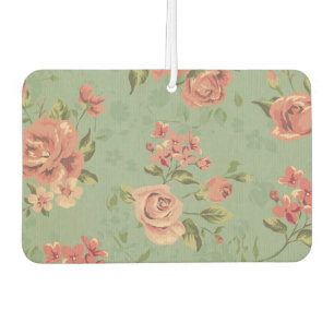 Désodorisant Pour Voiture Grunge, jade, corail, floral, vintage, shabby chic