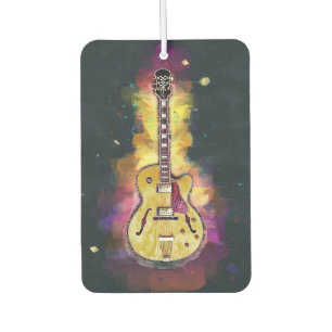 Désodorisant Pour Voiture Guitare personnalisée cool   Rose jaune pâle