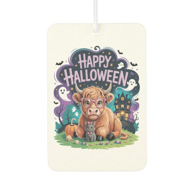 Désodorisant Pour Voiture Halloween Cute Highland Cow (2) (Devant)