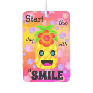Désodorisant Pour Voiture Happy Ananas Smile Motivation mignonne