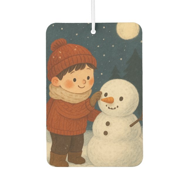 Désodorisant Pour Voiture Hiver Nuit Snowman Fun (Devant)