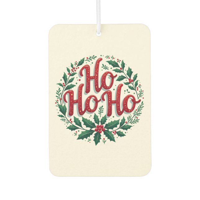 Désodorisant Pour Voiture Ho Ho Ho Christmas Wreath Typography Design (Devant)