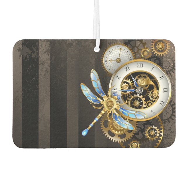 Désodorisant Pour Voiture Horloge à vapeur avec libellule mécanique (Devant)