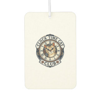 Désodorisant Pour Voiture Horloge Temps Chat Chat Graphique Tee Art - Horlog