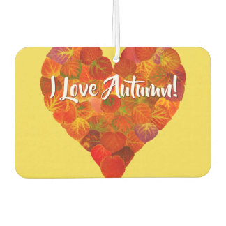 Désodorisant Pour Voiture I Love Automne!—Rouge Aspen Leaf Heart 1