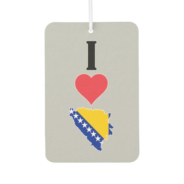 Désodorisant Pour Voiture I Love Bosnie-Herzégovine Pays Drapeau Carte (Devant)