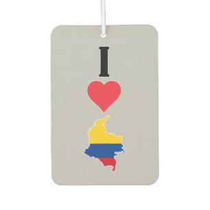 Désodorisant Pour Voiture I Love Colombia Vertical I Heart Country Carte du 