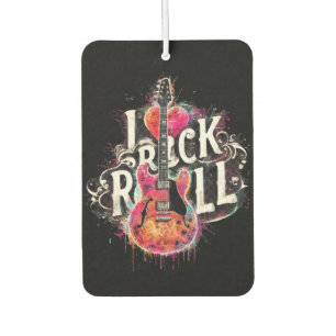 Désodorisant Pour Voiture I Love Rock N Roll Guitare Électrique Peinture