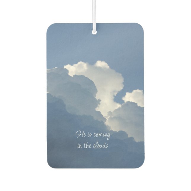 Désodorisant Pour Voiture Il vient dans les nuages Citation chrétienne (Devant)