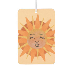 Désodorisant Pour Voiture Illustration de l'aquarelle orange Sun Face