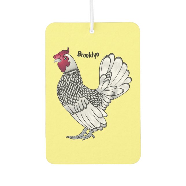 Désodorisant Pour Voiture Illustration de poulet Sebright (Devant)