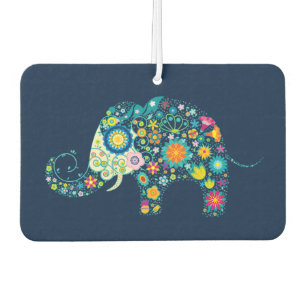 Désodorisant Pour Voiture Illustration d'éléphant floral coloré