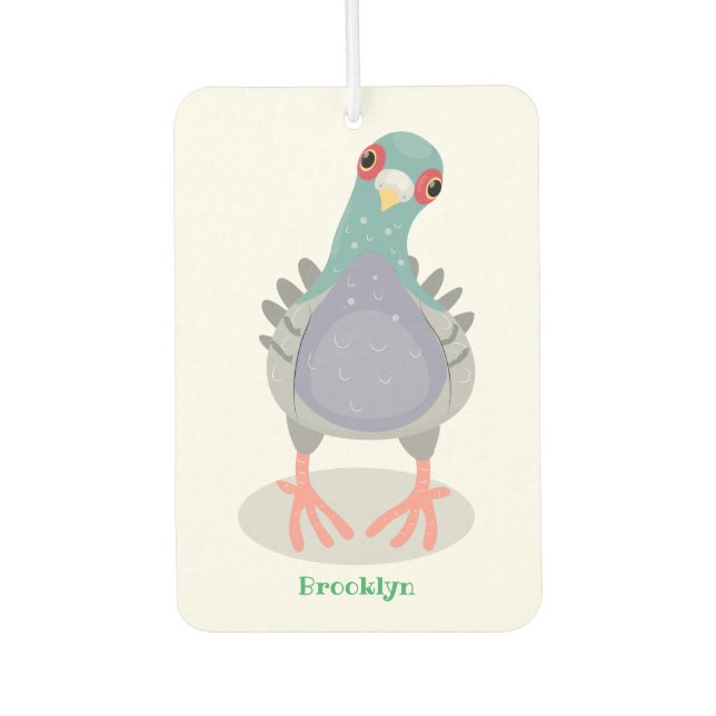 Désodorisant Pour Voiture Illustration drôle de pigeon curieux (Devant)