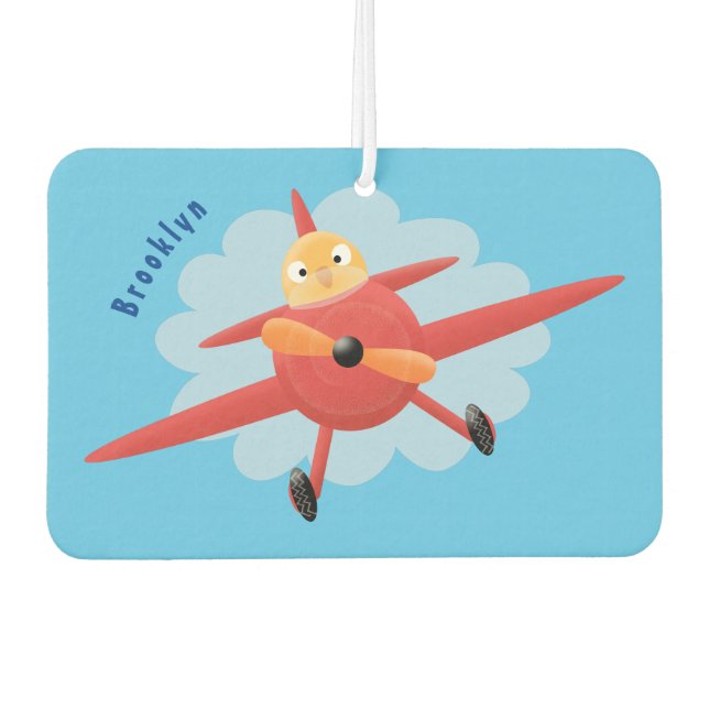 Désodorisant Pour Voiture Illustration d'un avion rouge volant mignon (Devant)