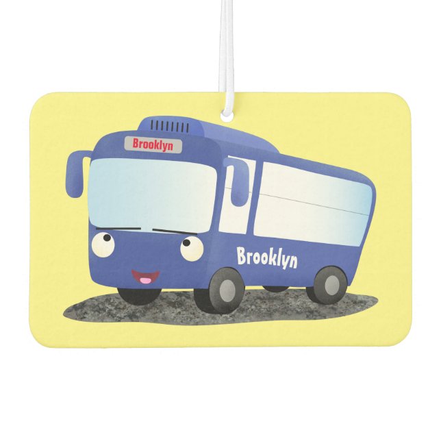 Désodorisant Pour Voiture Illustration d'un bus moderne bleu mignon (Devant)