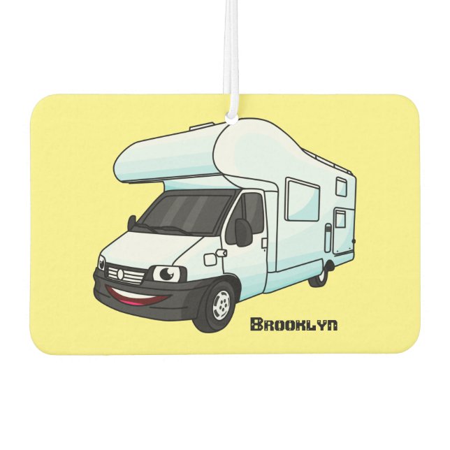 Désodorisant Pour Voiture Illustration d'un campervan heureux (Devant)