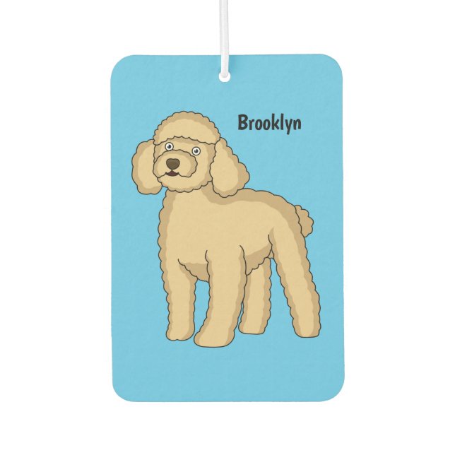 Désodorisant Pour Voiture Illustration d'un caniche brun joyeux (Devant)