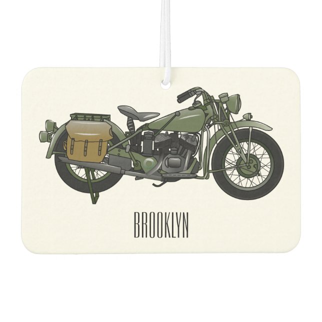 Désodorisant Pour Voiture Illustration d'une moto de croiseur militaire (Devant)