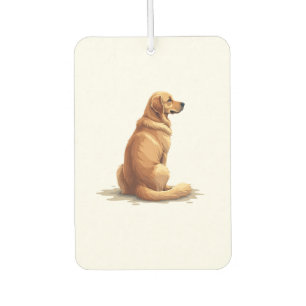 Désodorisant Pour Voiture Illustration Rétro de Golden Retriever Vue Arrière