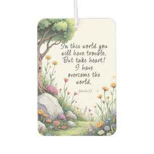 Désodorisant Pour Voiture Image de verset biblique Jean 16:33 Affiche