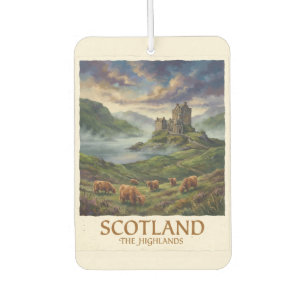 Désodorisant Pour Voiture Image de voyage vintage des Highlands écossais