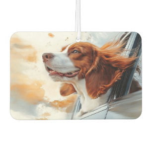 Désodorisant Pour Voiture Impression d'art de chien joyeux dans le vent