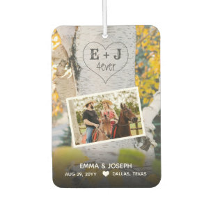 Désodorisant Pour Voiture Initiales rustiques 4ever Coeur sculpté Mariage Ar
