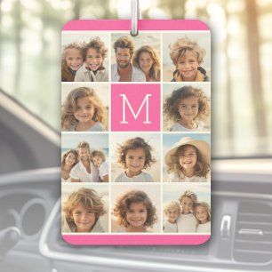 Désodorisant Pour Voiture Instagram rose chaud Collage photo Monogramme pers