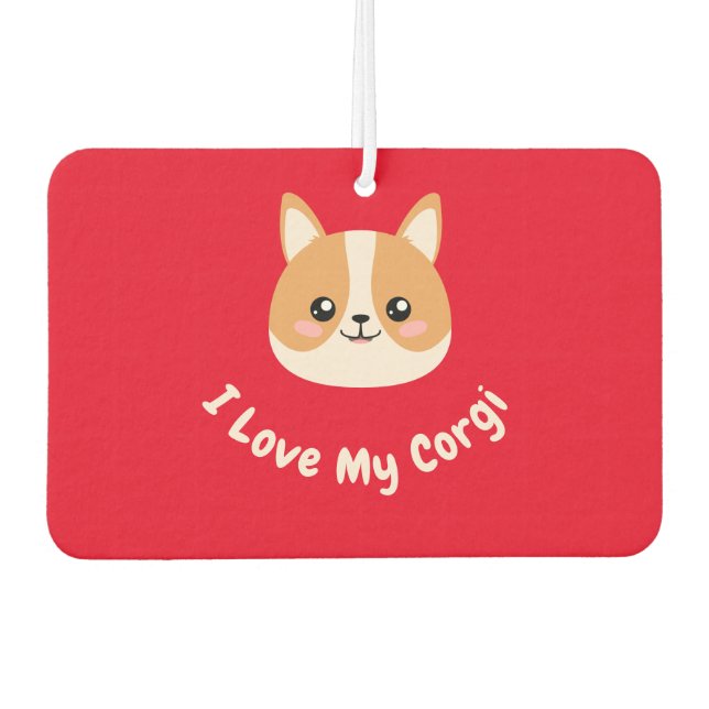 Désodorisant Pour Voiture J'aime mon Corgi (Devant)