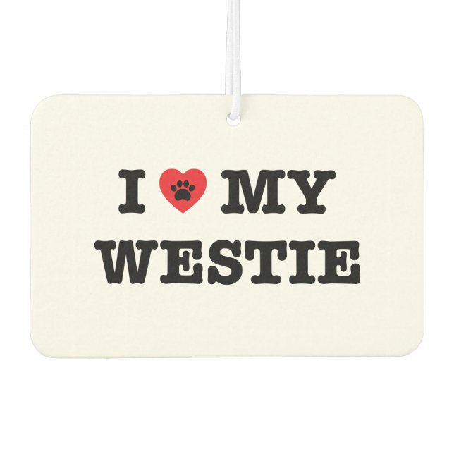 Désodorisant Pour Voiture Je Coeur Mon Westie Voiture Air Freshener (Devant)