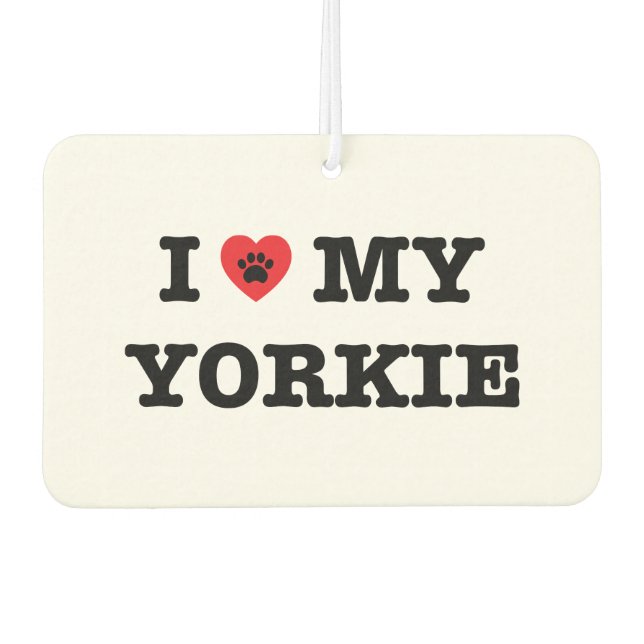 Désodorisant Pour Voiture Je Coeur Mon Yorkie Car Air Freshener (Devant)