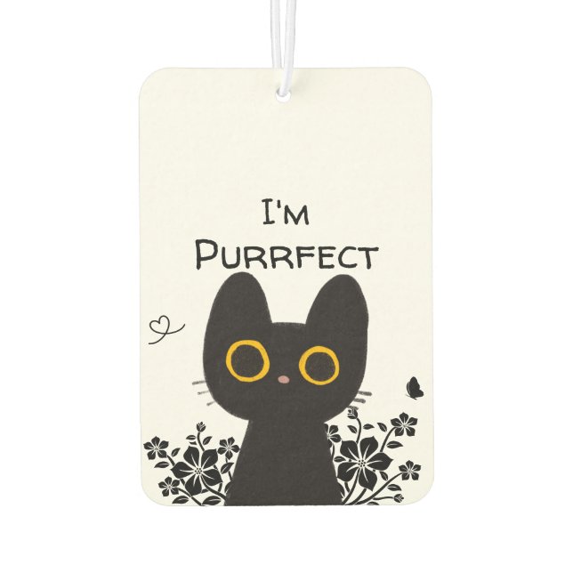Désodorisant Pour Voiture Je suis Purrfect Cute Black Cat Air Freshener (Dos)