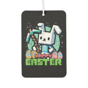 Désodorisant Pour Voiture Jeu de pixels de lapin de Pâques heureux 