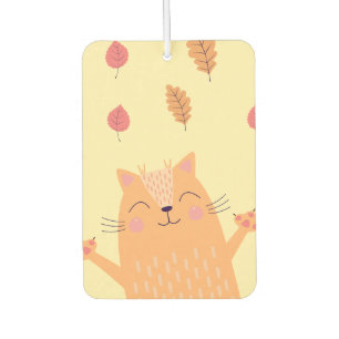 Désodorisant Pour Voiture Joli Chat Orange Roux Jouant dans les Feuilles d'A