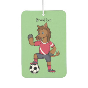 Désodorisant Pour Voiture Joli cheval drôle jouant dessin de football