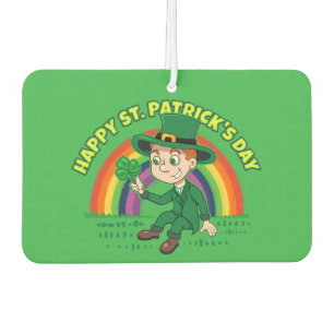 Désodorisant Pour Voiture Joli dessin animé leprechaun avec shamrock et arc-
