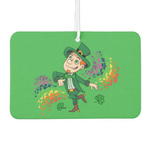 Désodorisant Pour Voiture Joli et souriant dancing leprechaun, un arc-en-cie