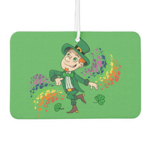 Désodorisant Pour Voiture Joli et souriant dancing leprechaun, un arc-en-cie